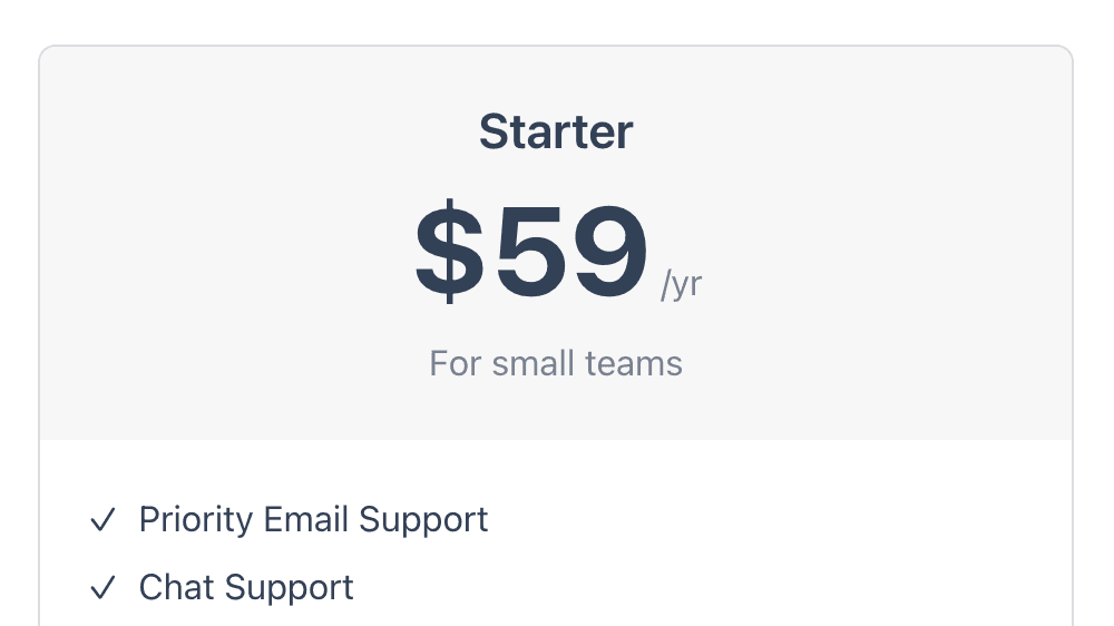 VovaBlocks Pricing Table block preview